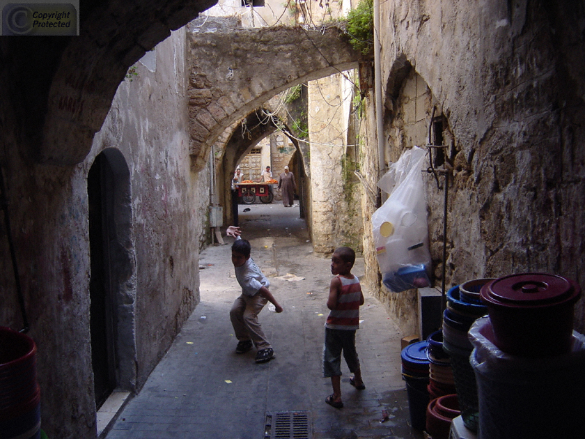 Two Boys Playing in the Old Town Area of Saida